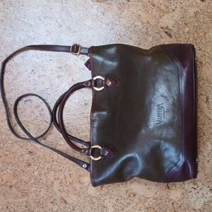Valentina Two-Tone Brown Leather Shoulderbag